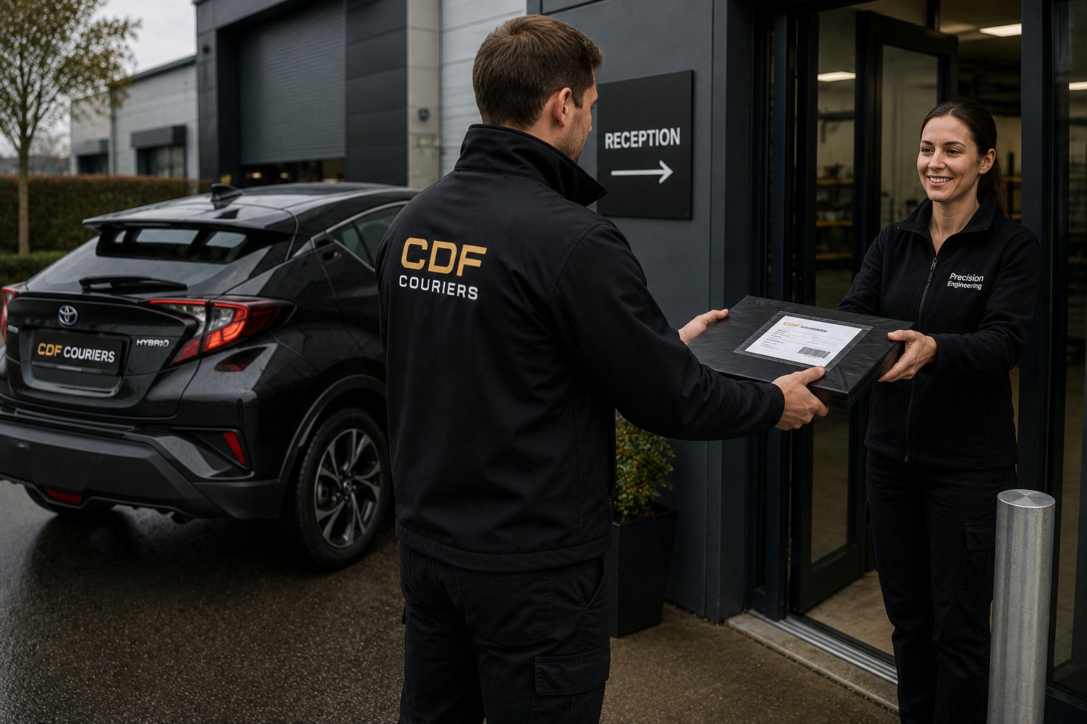 CDF Couriers making a direct business delivery